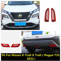 สีแดงอุปกรณ์เสริมด้านหลังหมอกโคมไฟกรอบด้านหน้า Hood Air Inlet Vent สำหรับ Nissan X-Trail X Trailrogue T33 2021 2022