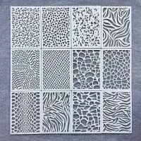 12Pcs/Set 21*15cm Leopard Printed Graffiti DIY Layering Stencils Wall Painting Scrapbook Coloring Embossing Album Decor Template Pipe Fittings Accesso