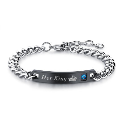 Chain Jewelry Rose Gold Bracelet Men Black Femmo On Valentines Male Couple Her Beast His Queen His Beauty