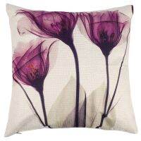 45x45cm Modern Ink Painting Flower flax Throw Pillow Case Waist Cushion Cover purple