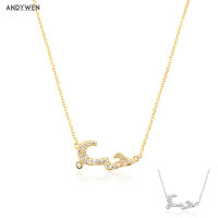 ANDYWEN 925 Sterling Silver Gold Arabic Love Pendant Zircon CZ Charm Long Chain Necklace Women Luxury Jewelry Gift Fine Crystal