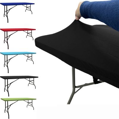 4/5/6/8ft Rectangle Elastic Table Cover Solid Stretch Table Cloth Cocktail Tablecloth for Wedding Banquet Party Dining Decor