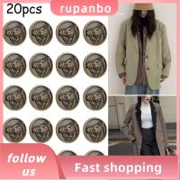 RUPANBO039392692 20Pcs 15มม. ค่ะ กระดุมสีบรอนซ์ สังกะสีอัลลอยด์ ของเก่าแบบโบราณ ปุ่มโลหะ คุณภาพสูงมาก อุปกรณ์เย็บปัก ปุ่มเย็บปัก สำหรับผู้ชาย