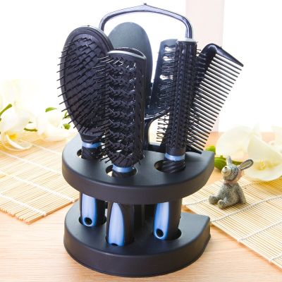 ‘；【。- 5Pcs Salon Styling Set Women Travel Makeup Hair Brush With Holder Anti-Static Salon Hair Brush Comb Mirror Hair Care Styling