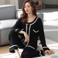 Elegant White Pajamas for Women Long Sleeve Autumn Sleepwear Female Pjs Fall Home Clothes Homewear Pantssuit Viscose Pijamas