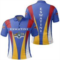 Eswatini Flag &amp; Coat of Arms Customized Polo Shirt Summer Casual Streetwear Mens Fashion Loose Jersey Plus Size Sportswear