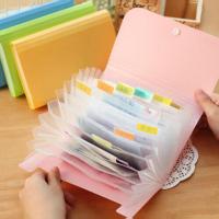 Candy Color Small Papers Pocket Bill for Papers Fichario Escolar Creative Cute Accordion A6 File Bag Folder