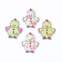 Wooden Mixed Color Chick Shape Buttons 2 Holes Handmade Clothing Accessory Sewing Scrapbooking Craft DIY 25x20mm 30pcs Haberdashery