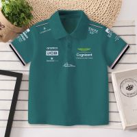 F1 New Season Aston Martin Racing Team Children Polo Shirt Summer Short Sleeve Sport Boy Girl Kids T-shirt Tops Fashion Clothing