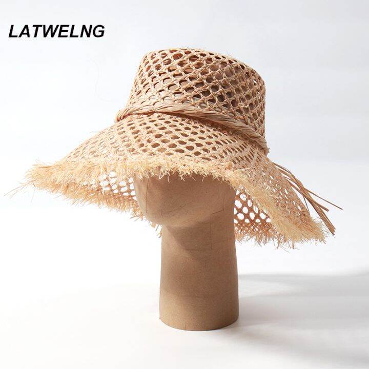 cc-luxury-brand-wide-brim-beach-hats-raffia-uv-protection-hat-outdoor-wholesale