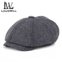 LouisWill หมวกบาเรต์ สไตล์แกตสบี้ สีดำ และสีเทา สำหรับผู้ชาย