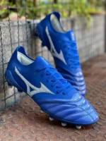 Mizuno สีน้ำเงินขาว รองเท้าสตั๊ดสีน้ำเงินขาวงาน made in Japan งานหนังวัวฟอกนิ่มสินค้าคุณภาพสูงตรงปกแท้ 100% พร้อมส่งพร้อมกล่องใส่ไม่พอดี เปลี่ยนไซส์ได้