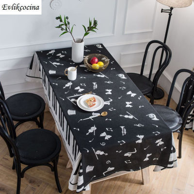 Free Shipping Piano Black Table Cloth Cotton Linen Music Tablecloth Dining Table Cover Kitchen Home Decor Man Mesa