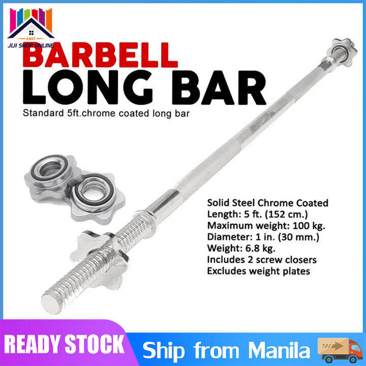 🔝 Original 【24 hours delivery】Live Up Sports 5 Feet Threaded Chrome Barbell Long Bar, 1 Inch
