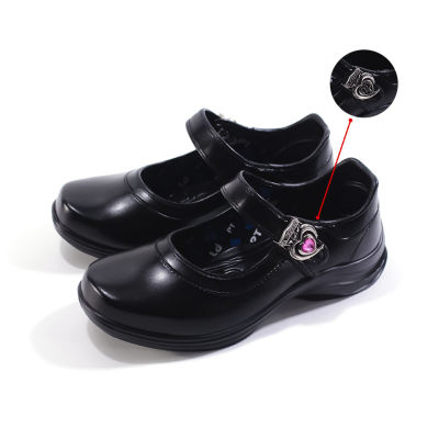 POPTEEN รองเท้านักเรียนหญิง รองเท้าป๊อปทีน รองเท้านักเรียนหนังสีดำ แบบล็อกหัวใจหมุนได้2ด้าน พื้นนุ่มใส่สบาย POPTEEN รุ่น PT888 / PT999