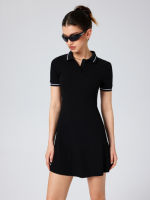 Cider Collar Button Contrast Trim Mini Dress