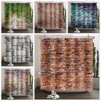 Retro Brick Wall Shower Curtain Waterproof Fabric Bath Screens Old Seamless Stone Light Leaf Background Decor Bathroom Curtains