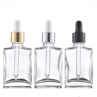 HOT JKCXLLAQESS 531[HOT SHEJIQWQESS 531] 5Pcs 30Ml Empty Clear Square Glass Bottles Eye Dropper Aromatherapy Perfume 1Oz Frost Black Glass Dropper Vials