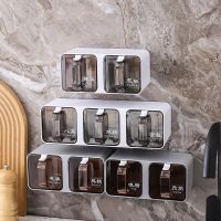 hotx【DT】 Wall Mounted Cumin Pepper Dispenser Jar Set Stackable Seasoning Spices Organizer