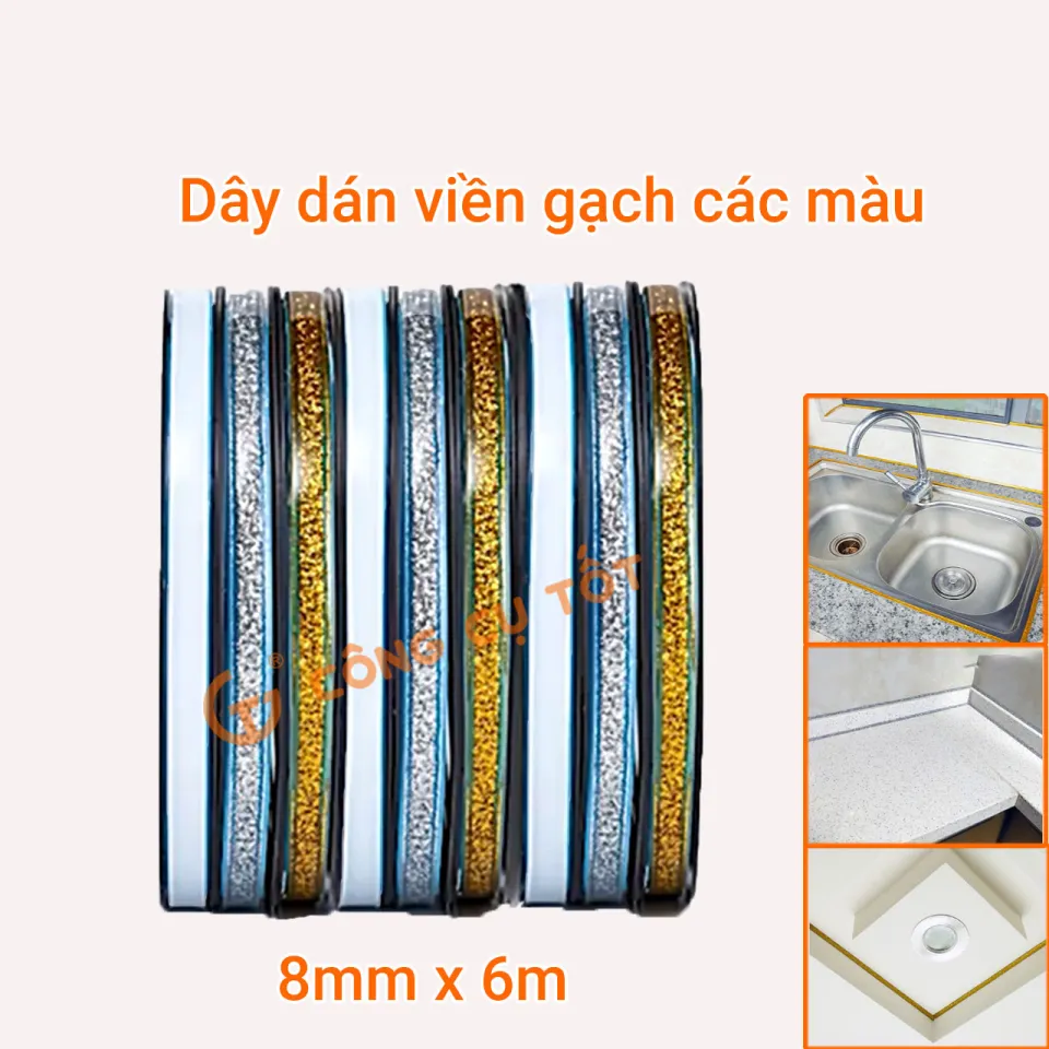 Cuộn chỉ dán viền gạch trang trí khổ 8mm, dài 6m | Lazada.vn