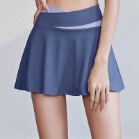 Women Tennis Skirts Sport Golf Ruffled Skirt Fake Two Pieces Fitness Crossover High Waist Breathable Dance Yoga Skort