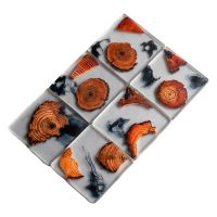 Pine Wood Resin Coasters with Holder Heat-Resistant Placemats Coffee Tea Cup Pad