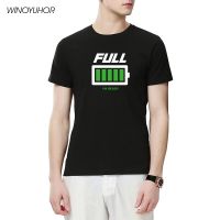 New Summer Full Energy Battery Tshirt Men Custom Casual Crew Neck Tops 2023 Funny Geeks Programmers T Shirt Male Clothing S-4XL-5XL-6XL