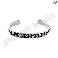 ANGELINO RUFOLO Bracelet ดีไซน์ Skull Bangle สร้อยข้อมือผู้ชาย Stainless Steel 316L(สแตนเลสสตีล)คุณภาพเยี่ยม สีเงิน