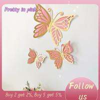 PRETTY IN PINK 1 12Pcs สีชมพูทอง แท่งผีเสื้อติดผนังแบบ3D พร้อมไข่มุก60ชิ้น น้ำหนักเบา ชุดผีเสื้อกระดาษ ละเอียดอ่อนและละเอียดอ่อน 12 "และ10" สติกเกอร์ติดหน้าต่างรูปสัตว์ อุปกรณ์ตกแต่งงานปาร์ตี้