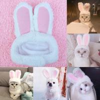 Cute Soft Rabbit Ears Cat Dog Caps White Pink Plush Dogs Pet Cats Puppy Hat Cap For Small A4G2