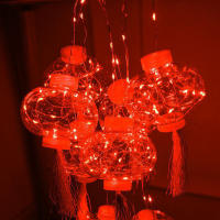 Traditional Chinese Red Lantern LED String Light Party Supplies Chinese New Year Lights Lanyard Tassel Ornament