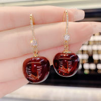 2022 New Model Earring Pendant Girl 2022 New Model red cherry Earhook Girl Fashion Goes With Everything Tidal Current Fashion everything