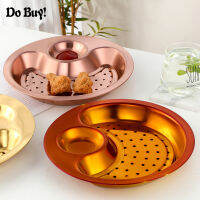 1 Pcs Dumpling Dish Dual-Layer Stainless Steel Round With Dipping Saucer Grid Bowl Kitchen Dumplings Dish Tableware