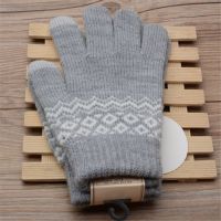 DE9H Unisex Gifts Winter Warm Fashion Gloves Mittens Touch Screen Wool Knitted