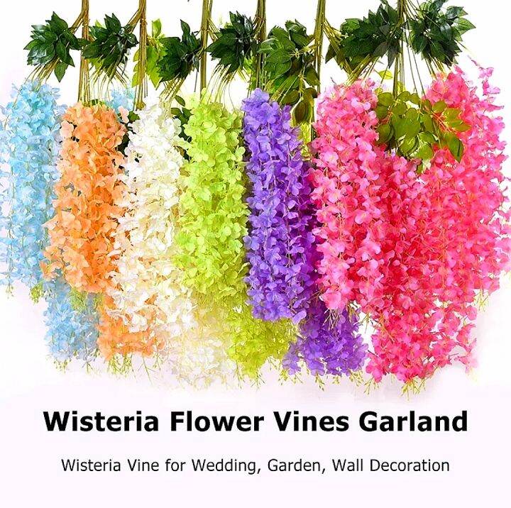 Hanging Wisteria Vine Wreath Wedding Arch Decoration,Trailing Silk
