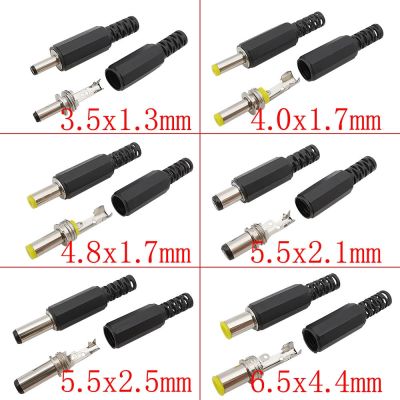 5Pcs 3.5x1.3mm 4.0x1.7mm 4.8x1.7mm 5.5x2.1mm 5.5x2.5mm 6.5x4.4mm DC Power Male Plug Jack Charging Plugs Solder Wire Connector  Wires Leads Adapters