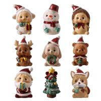 Christmas Miniature Figurines Portable Little Animal Decor Resin Figurine Ornament Multifunctional Reusable Miniature Animal Figurines Tiny Resin Christmas Ornaments for Indoor respectable