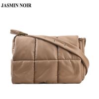 JASMIN NOIR Padding Plaid Quilted Womens Shoulder Bag Fashion Simple Retro Handbag Small Square Sling Bag