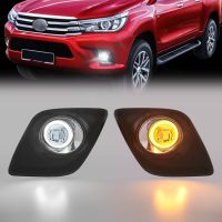 Led Daytime Running Lamp DRL Fog Light For Toyota Hilux Revo 2015 2016 2017 2018 2019 Chrome Trim Waterproof Car Accessories