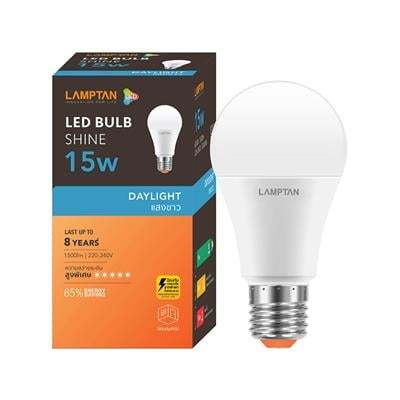 "Buy now"หลอดไฟ LED 15 วัตต์ Daylight LAMPTAN รุ่น SHINE E27*แท้100%*