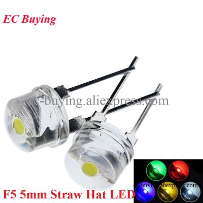 10pcs F5 5mm Straw Hat LED Diode Super Bright Lamp Clear Transparent 0.5W Light Emitting Diode Red Yellow Green Blue White Diy Electrical Circuitry Pa