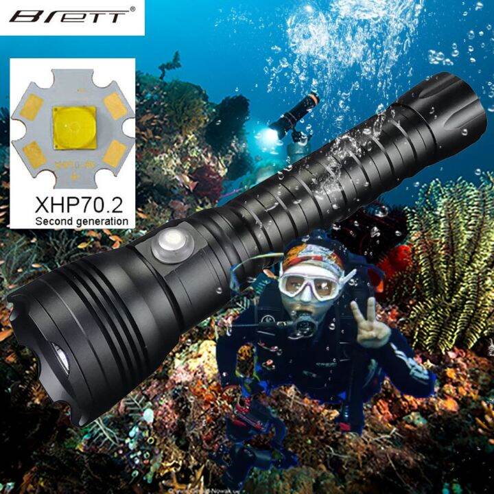 Diving Flashlight CREE XHP70.2 LED Light 4000Lumens Underwater ...