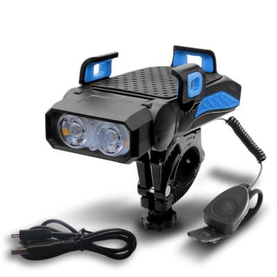 4 In 1 Multifunction LED Bicycle Light Phone Holder Bicycle Highlight 4000mAh Cycling Flashlight 120 Horn Alarm Bell