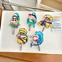 【YF】 5pcs Crayon Shin-chan Hook Up Kawaii Cartoon Interesting Acrylic Bedroom Bathroom Behind The Door Wall No Trace Punching