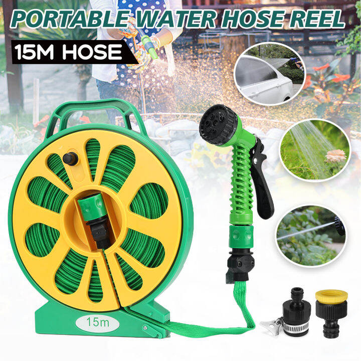 15m Garden Hose Reel Holder Pipe Hanger Wall Mounted ABS Outer Plate