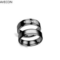 แหวนสแตนเลสคู่เครื่องประดับยอดนิยม AVECON แหวนสำหรับทั้งหญิงและชายสีดำยุโรปและอเมริกา