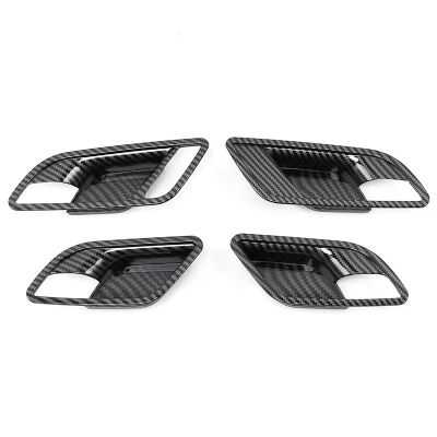 4PCS for MG 5 MG5 2020 2021 Car Inner Door Handle Bowl Cover Trim Carbon Fiber ABS Decoration Frame Sticker Accessories