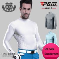 PGM Mens Summer Shirt Underwear Long Sleeve Golf Sun UV Protection Ice Silk T-shirts Cooling Apparel For Men