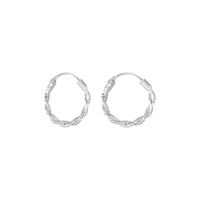 Silver thai 12mm Sterling silver twisted hoop earrings เครื่องประดับเงินแท้ต่างหู925ขนาด12มินแบห่วงเป็นเกลียว