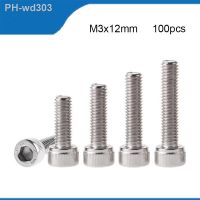 【cw】 shipping M3x12mm Screws 100pcs 304 Hexagon Socket Cap Screw DIN912bolt Satinless Rievet Bolts